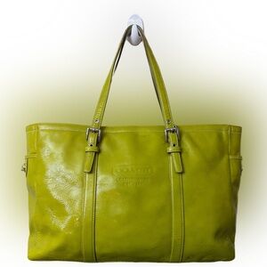 Vintage Coach Lime Green Leather Tote# 9789